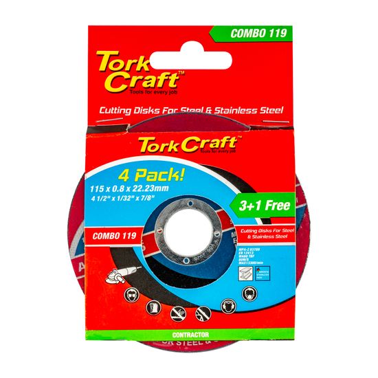 TORK CRAFT 3+1 Free Cutting Disc Steel And Ss 115 X 0.8 X 22.22mm
